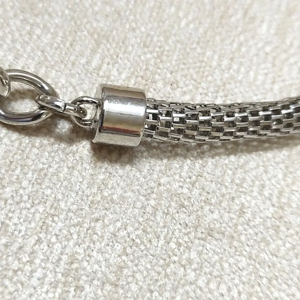 Silver Metal Coil Link Faceted Stone Adjustable Waist Hip Belt